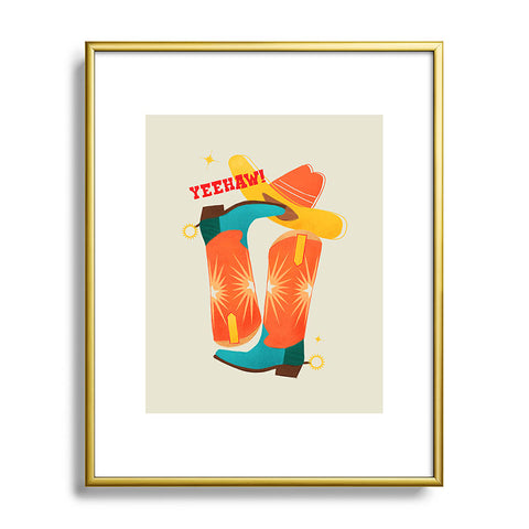 Showmemars Yeehaw Bright Cowboy Boots Metal Framed Art Print