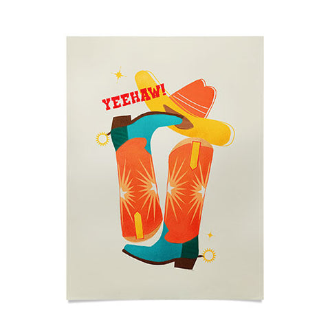 Showmemars Yeehaw Bright Cowboy Boots Poster