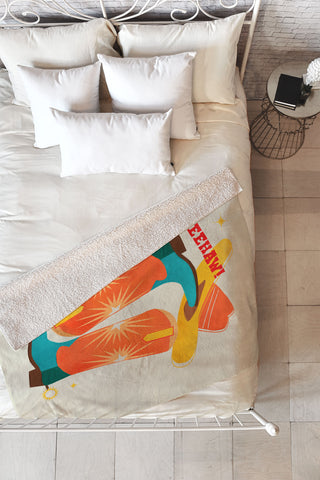 Showmemars Yeehaw Bright Cowboy Boots Fleece Throw Blanket