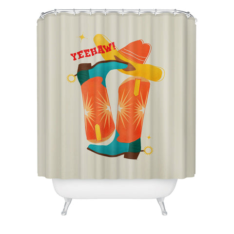 Showmemars Yeehaw Bright Cowboy Boots Shower Curtain