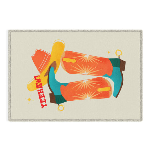 Showmemars Yeehaw Bright Cowboy Boots Outdoor Rug