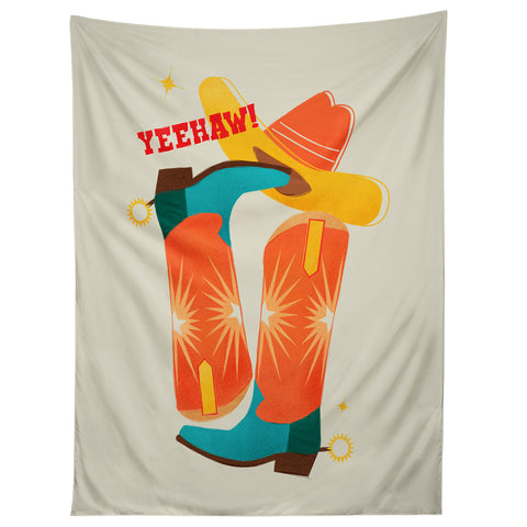 Showmemars Yeehaw Bright Cowboy Boots Tapestry