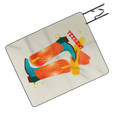 Showmemars Yeehaw Bright Cowboy Boots Picnic Blanket