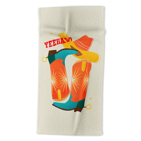 Showmemars Yeehaw Bright Cowboy Boots Beach Towel
