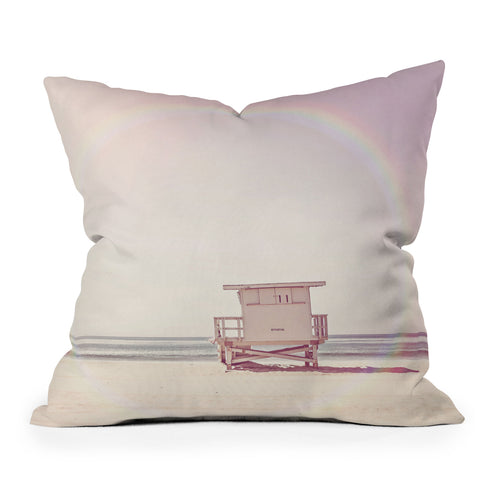 Sisi and Seb Beach Hut Outdoor Throw Pillow