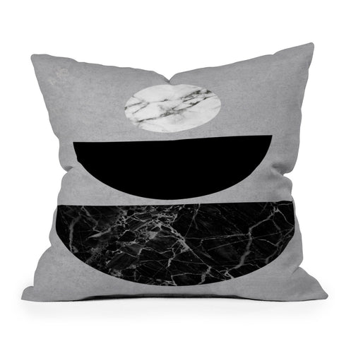 Sisi and Seb Black Half Circles Outdoor Throw Pillow
