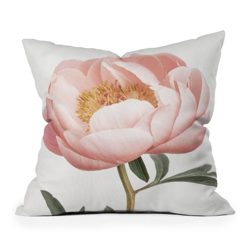Sisi and Seb Coral Peony Outdoor Throw Pillow