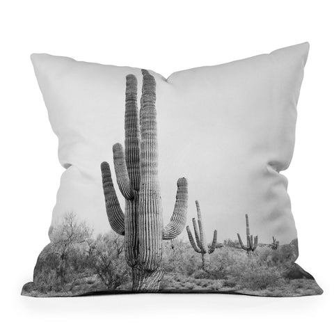 Sisi and Seb Desert Cactus BW Outdoor Throw Pillow