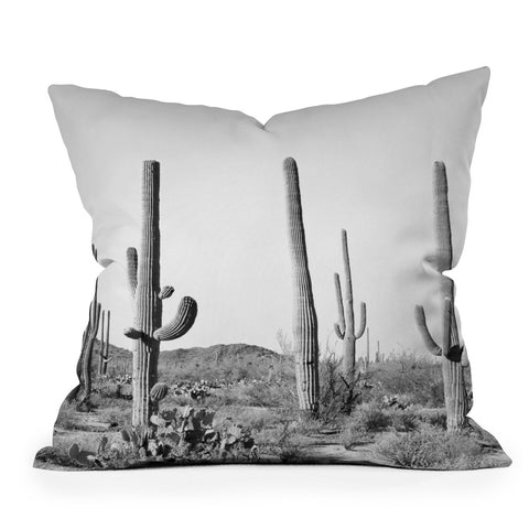 Sisi and Seb Grey Cactus Land Outdoor Throw Pillow