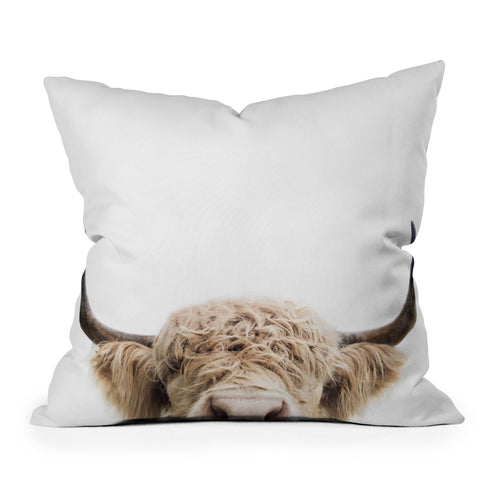 Sisi and Seb Peeking Cow Outdoor Throw Pillow