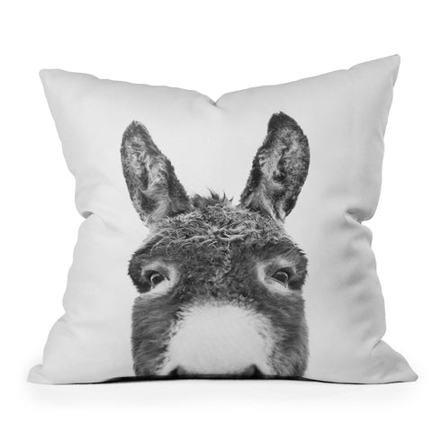 Sisi and Seb Peeking Donkey Outdoor Throw Pillow