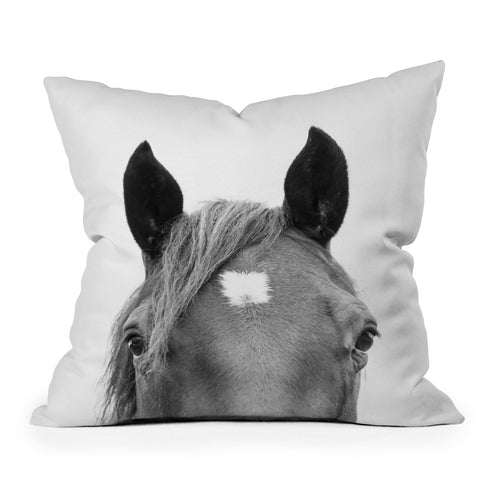 Sisi and Seb Peeking Horse Outdoor Throw Pillow