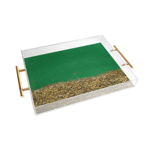 Social Proper Dipped In Gold Emerald Acrylic Tray