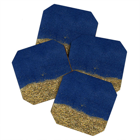 Social Proper Dipped in Gold Navy Coaster Set