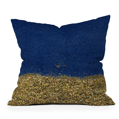 Social Proper Dipped in Gold Navy Outdoor Throw Pillow