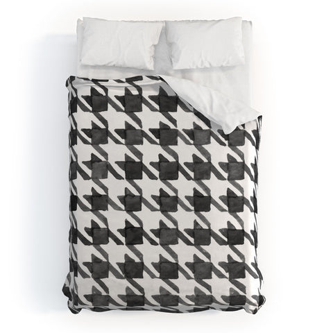Social Proper Houndstooth BW Duvet Cover