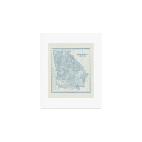 Society6 Design Studio 1851 Georgia Map Blue Art Print