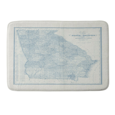 Society6 Design Studio 1851 Georgia Map Blue Memory Foam Bath Mat