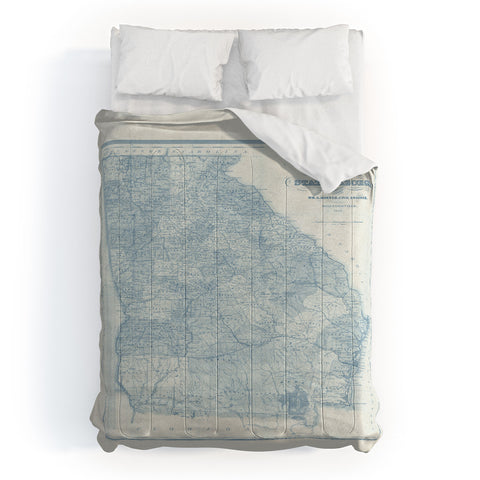 Society6 Design Studio 1851 Georgia Map Blue Comforter