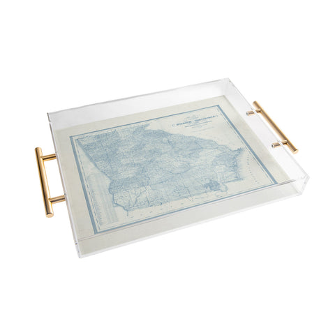 Society6 Design Studio 1851 Georgia Map Blue Acrylic Tray