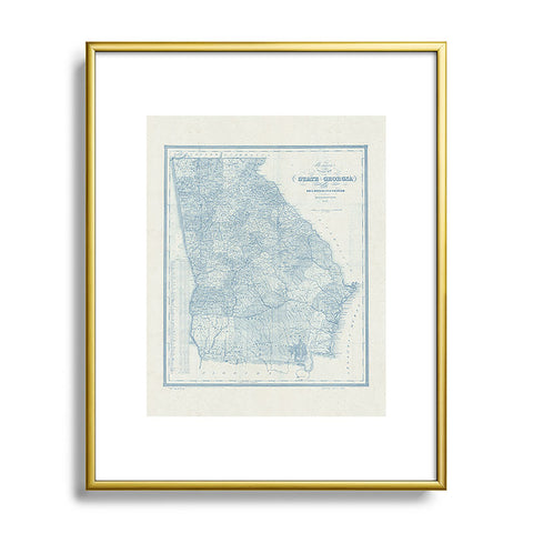 Society6 Design Studio 1851 Georgia Map Blue Metal Framed Art Print