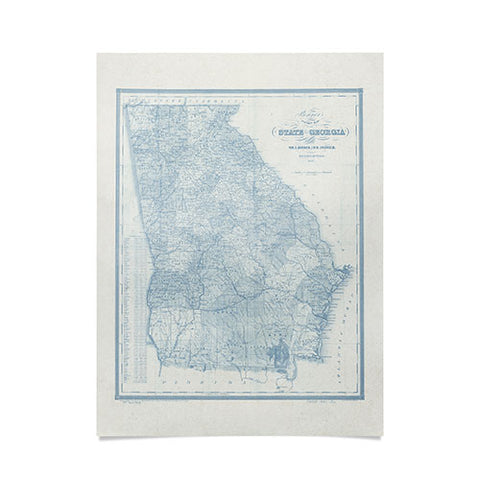 Society6 Design Studio 1851 Georgia Map Blue Poster