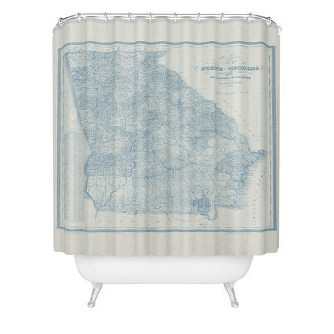 Society6 Design Studio 1851 Georgia Map Blue Shower Curtain