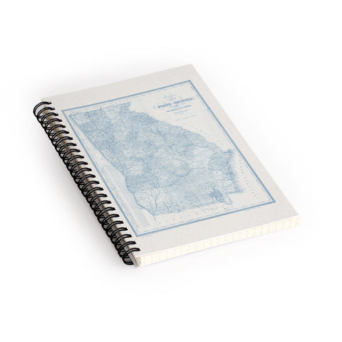 Society6 Design Studio 1851 Georgia Map Blue Spiral Notebook