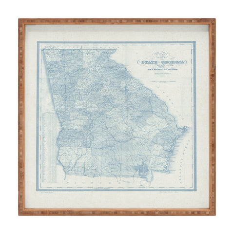 Society6 Design Studio 1851 Georgia Map Blue Square Tray