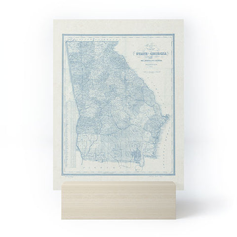Society6 Design Studio 1851 Georgia Map Blue Mini Art Print