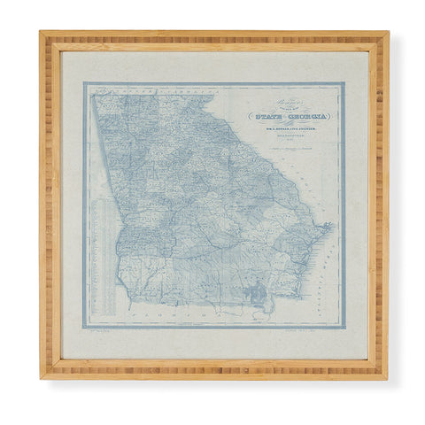 Society6 Design Studio 1851 Georgia Map Blue Framed Wall Art