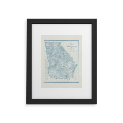 Society6 Design Studio 1851 Georgia Map Blue Framed Art Print