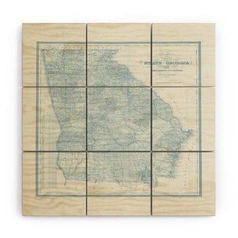Society6 Design Studio 1851 Georgia Map Blue Wood Wall Mural