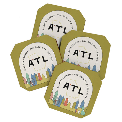Society6 Design Studio ATL Gate City Chartreuse Coaster Set