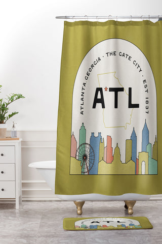 Society6 Design Studio ATL Gate City Chartreuse Shower Curtain And Mat