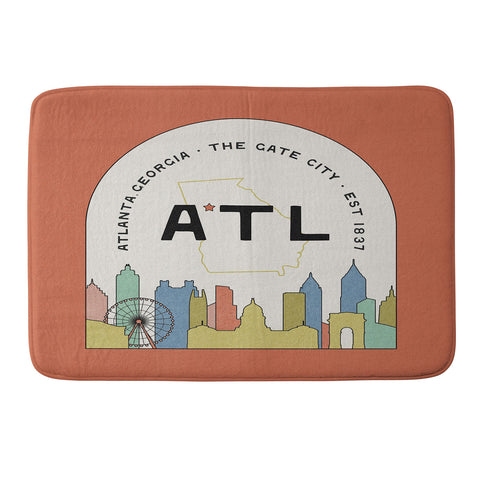 Society6 Design Studio ATL Gate City Red Peach Memory Foam Bath Mat