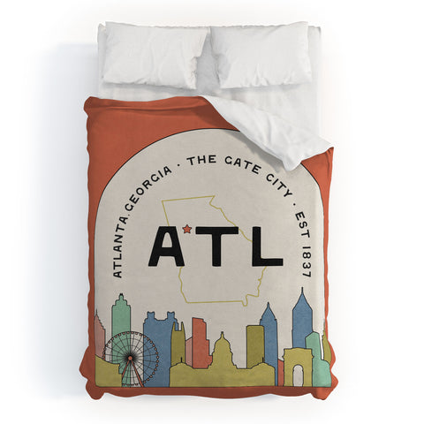 Society6 Design Studio ATL Gate City Red Peach Duvet Cover