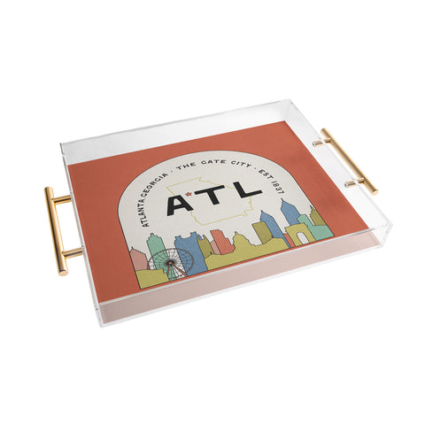 Society6 Design Studio ATL Gate City Red Peach Acrylic Tray