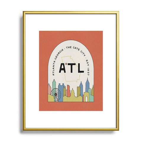 Society6 Design Studio ATL Gate City Red Peach Metal Framed Art Print