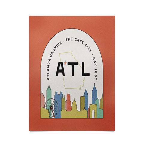 Society6 Design Studio ATL Gate City Red Peach Poster