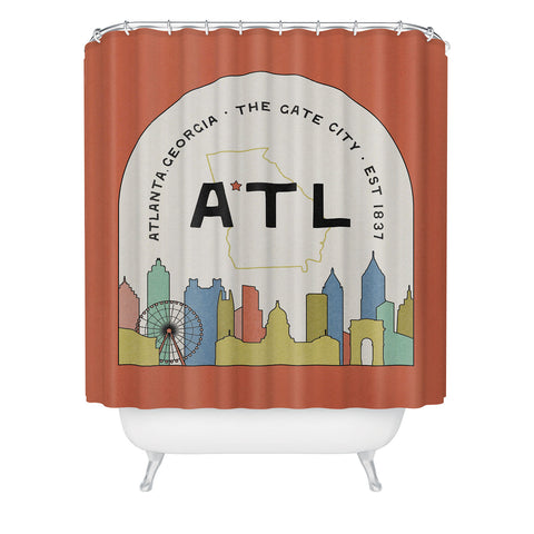 Society6 Design Studio ATL Gate City Red Peach Shower Curtain