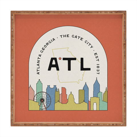 Society6 Design Studio ATL Gate City Red Peach Square Tray