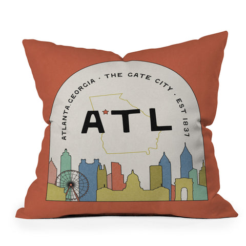 Society6 Design Studio ATL Gate City Red Peach Throw Pillow