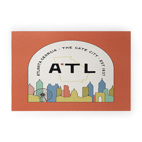 Society6 Design Studio ATL Gate City Red Peach Welcome Mat