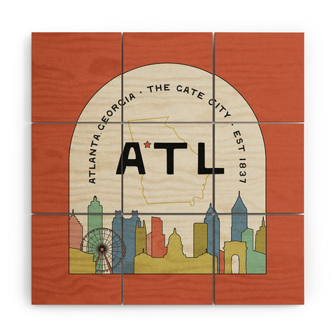 Society6 Design Studio ATL Gate City Red Peach Wood Wall Mural