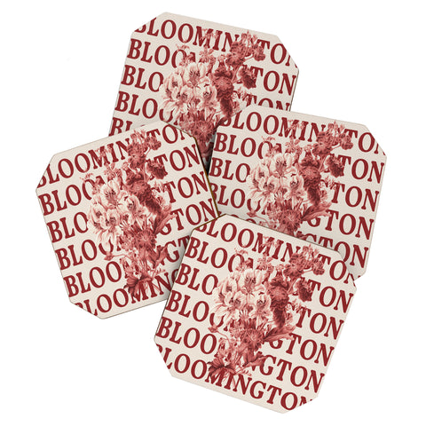Society6 Design Studio bloomington in bloom red Coaster Set