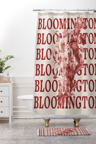 Society6 Design Studio bloomington in bloom red Shower Curtain And Mat