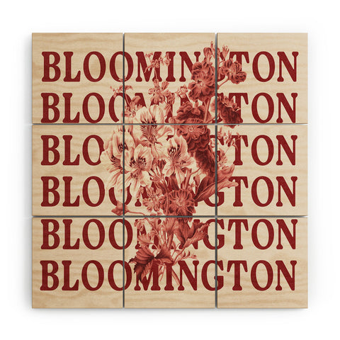 Society6 Design Studio bloomington in bloom red Wood Wall Mural