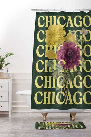 Society6 Design Studio Chicago Chrysanthemum Shower Curtain And Mat