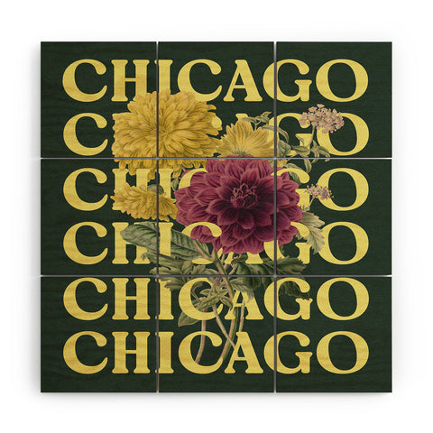 Society6 Design Studio Chicago Chrysanthemum Wood Wall Mural